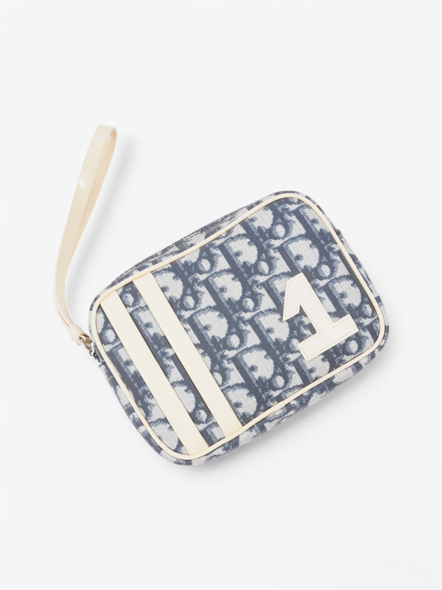 Christian Dior Vintage Pouch Blue / Beige Canvas