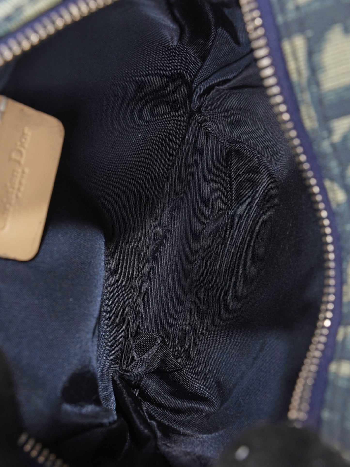 Christian Dior Vintage Pouch Blue / Beige Canvas