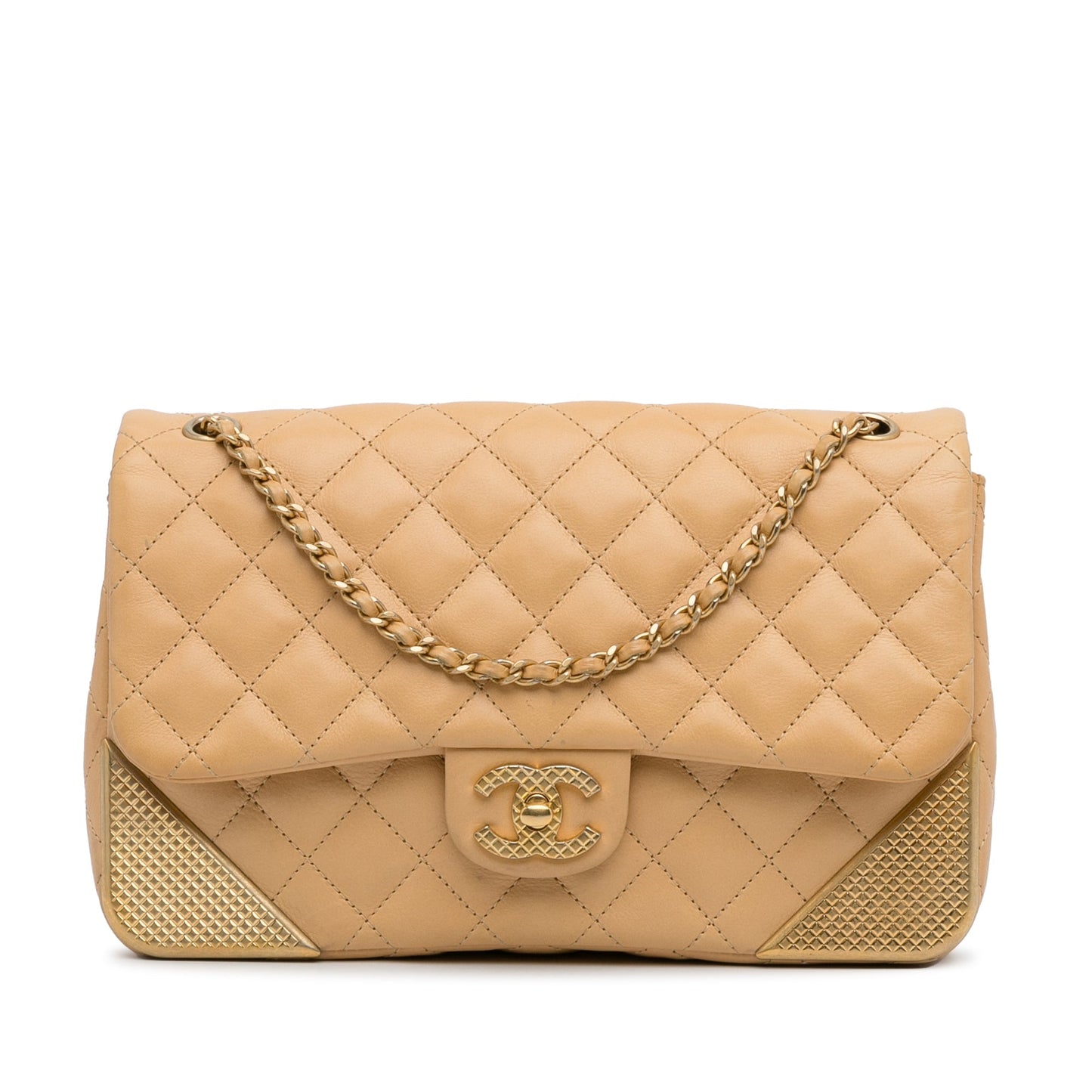 Chanel Medium Classic Lambskin Metal Edge Shoulder Bag Yellow