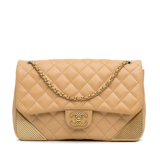 Chanel Medium Classic Lambskin Metal Edge Shoulder Bag Yellow