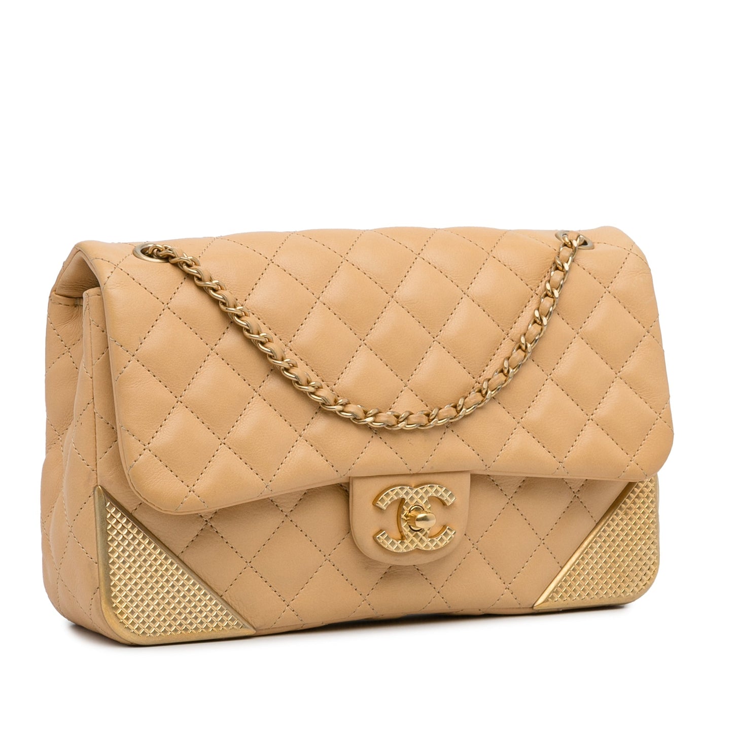 Chanel Medium Classic Lambskin Metal Edge Shoulder Bag Yellow