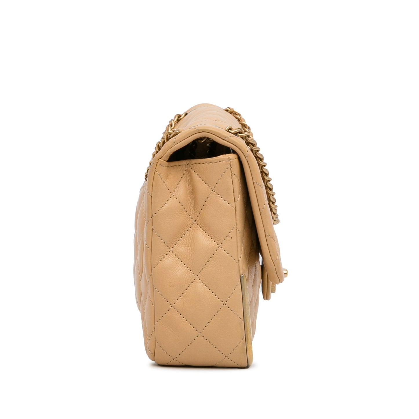 Chanel Medium Classic Lambskin Metal Edge Shoulder Bag Yellow