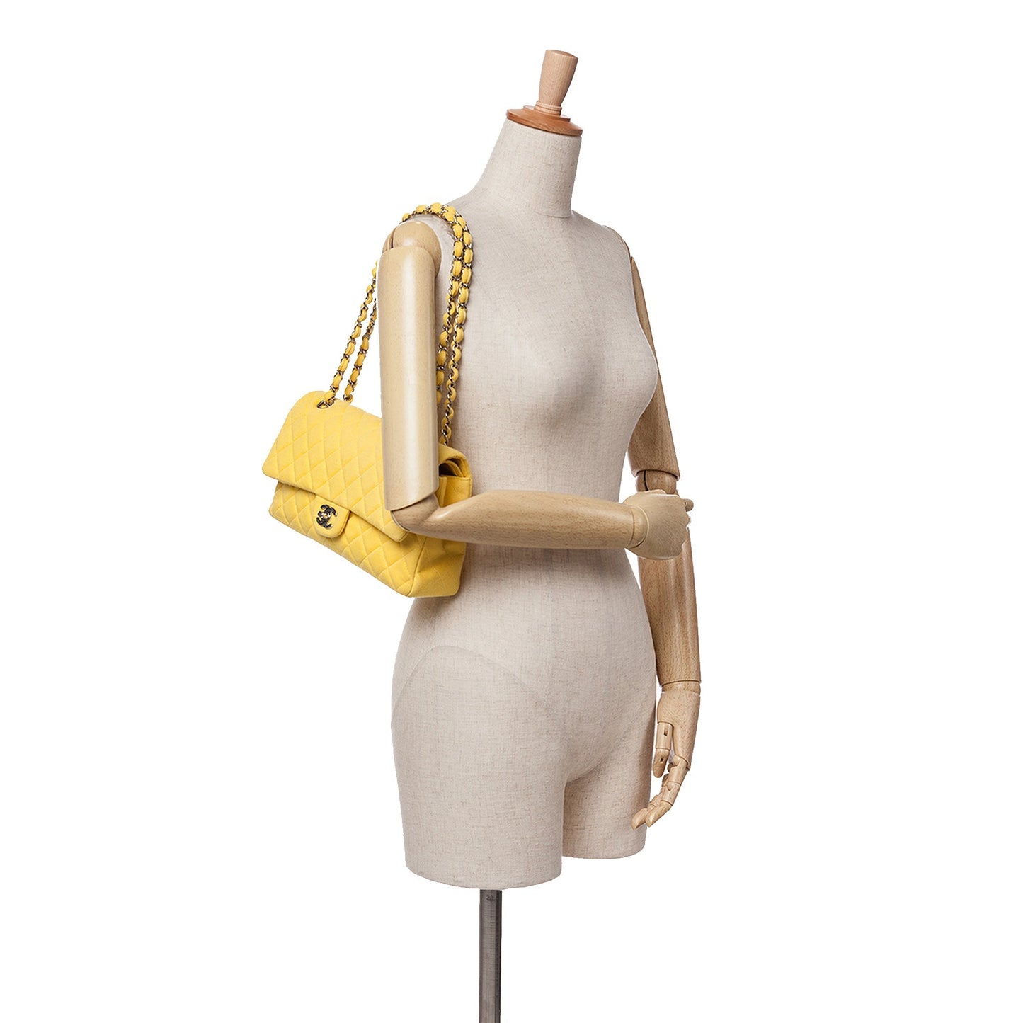Chanel Medium Classic Jersey Double Flap Yellow