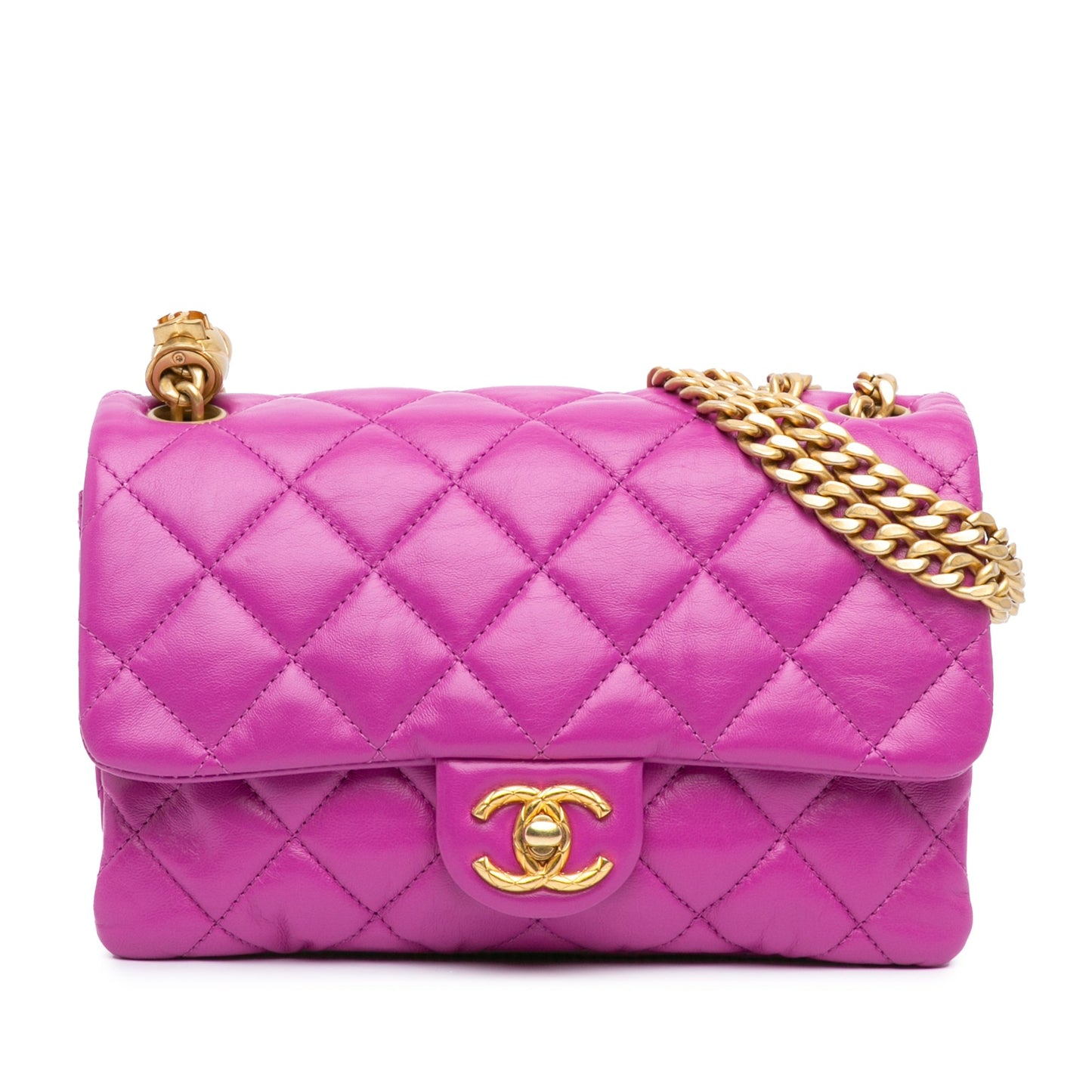 Chanel Small Quilted Lambskin Pillow Crush Flap Purple