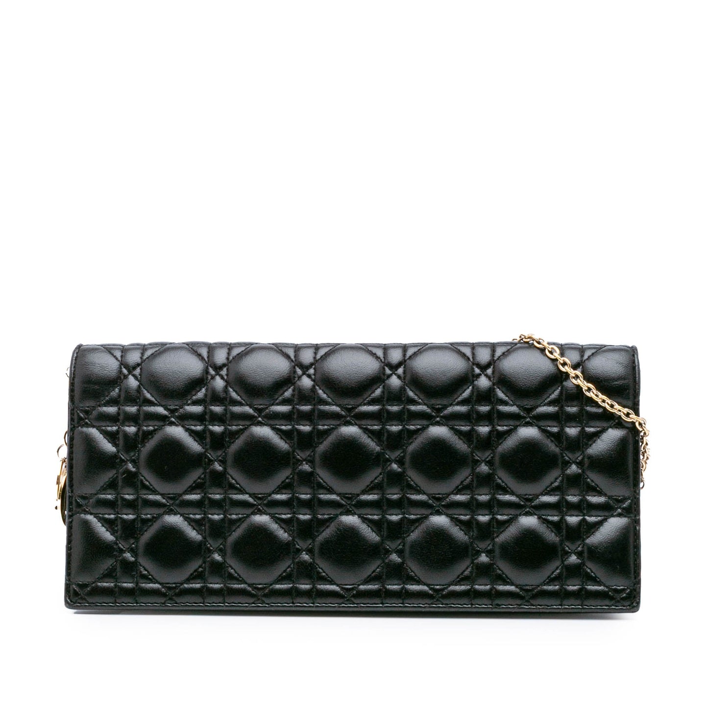 Dior Lambskin Cannage Lady Dior Convertible Clutch Black
