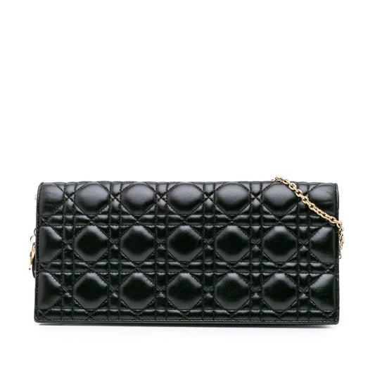 Dior Lambskin Cannage Lady Dior Convertible Clutch Black