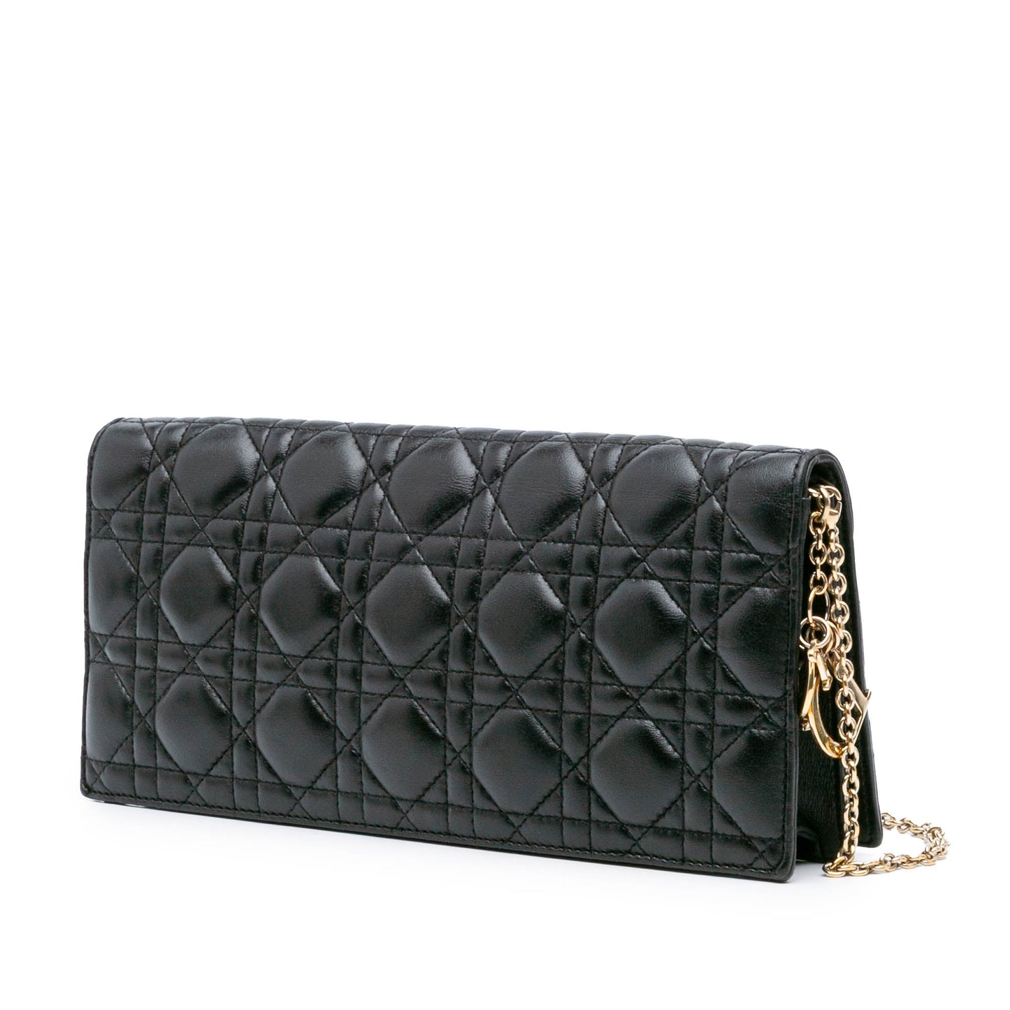 Dior Lambskin Cannage Lady Dior Convertible Clutch Black