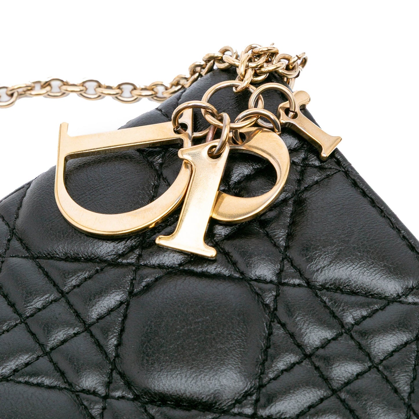Dior Lambskin Cannage Lady Dior Convertible Clutch Black