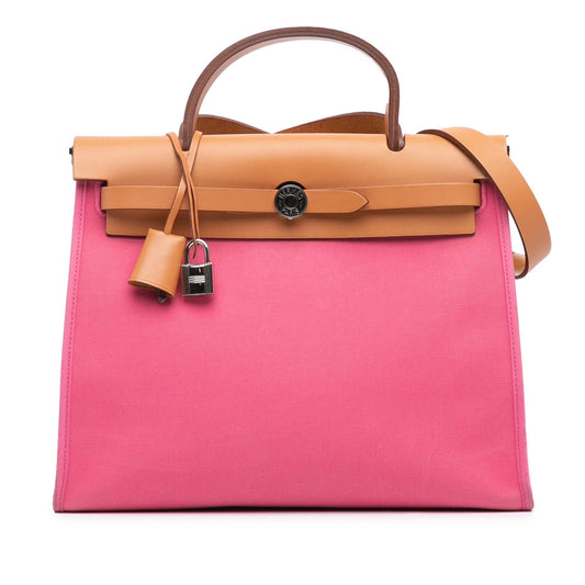 Hermès Toile Herbag Zip 31 Pink