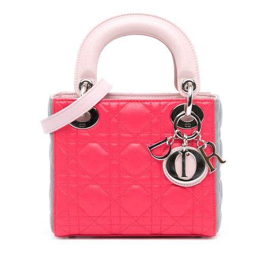 Dior Mini Tricolor Lambskin Cannage Lady Dior Pink
