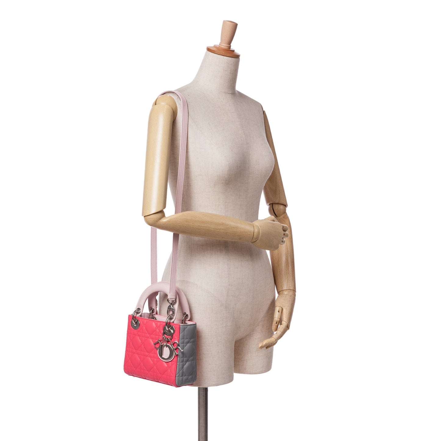 Dior Mini Tricolor Lambskin Cannage Lady Dior Pink