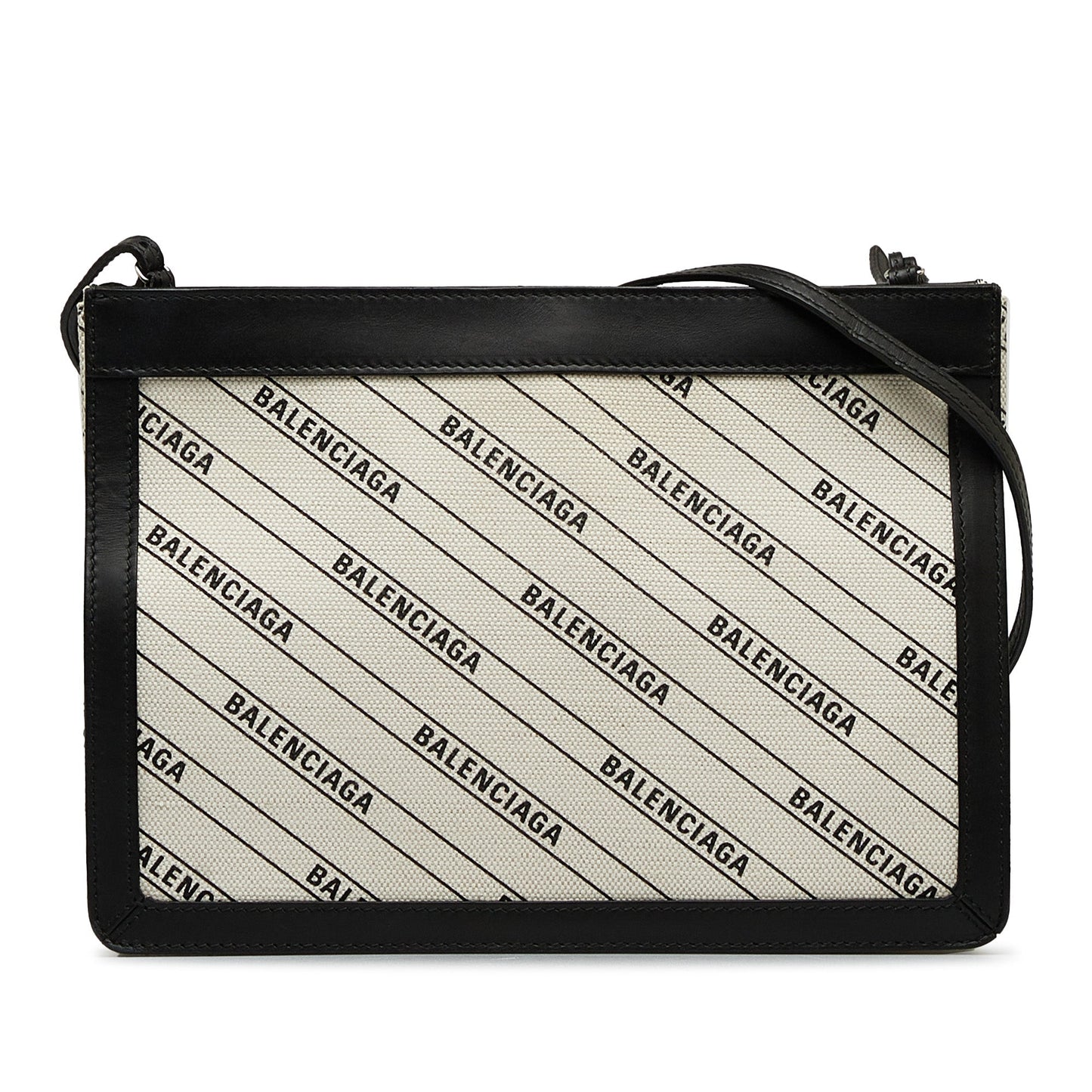 Balenciaga All Over Logo Navy Pochette S White