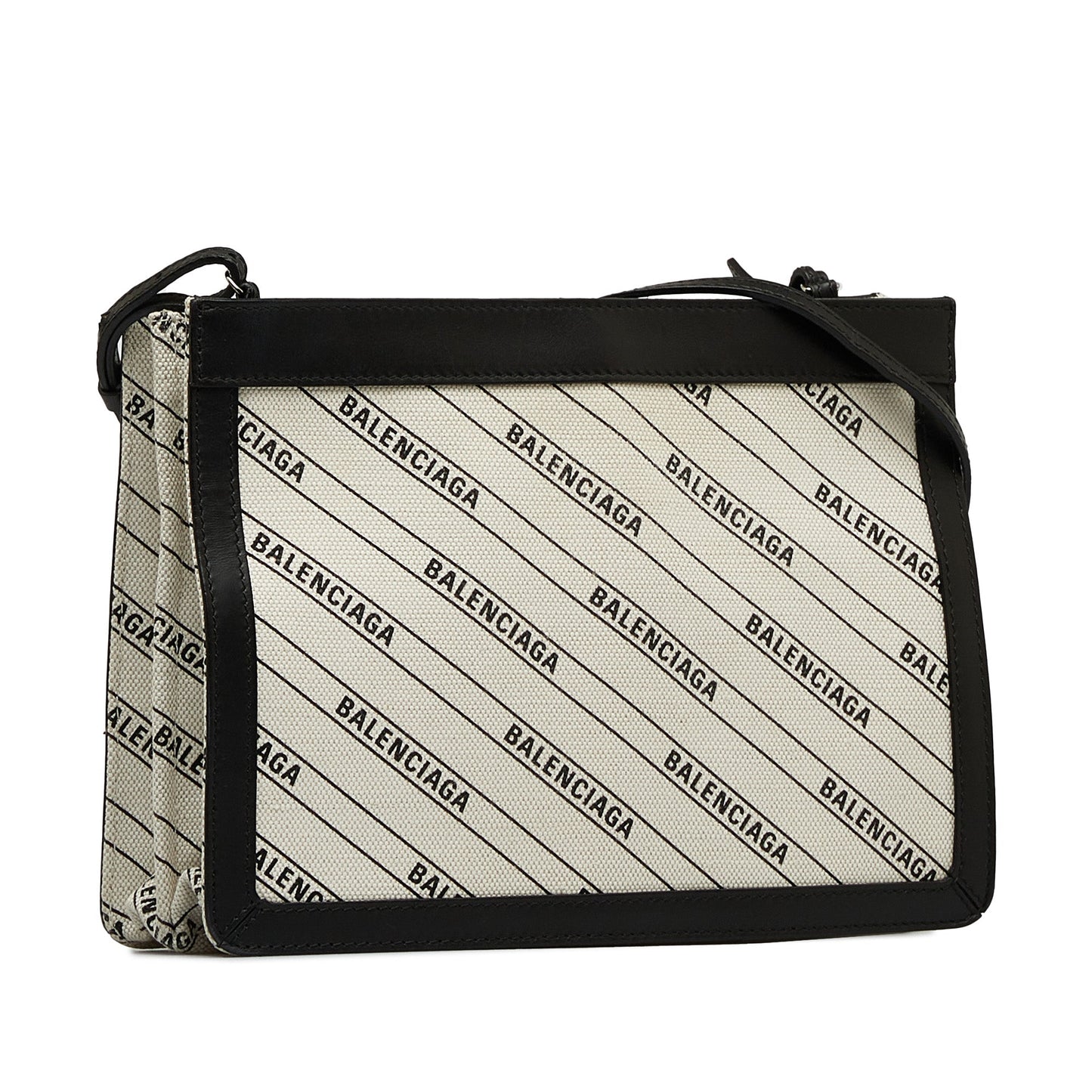 Balenciaga All Over Logo Navy Pochette S White