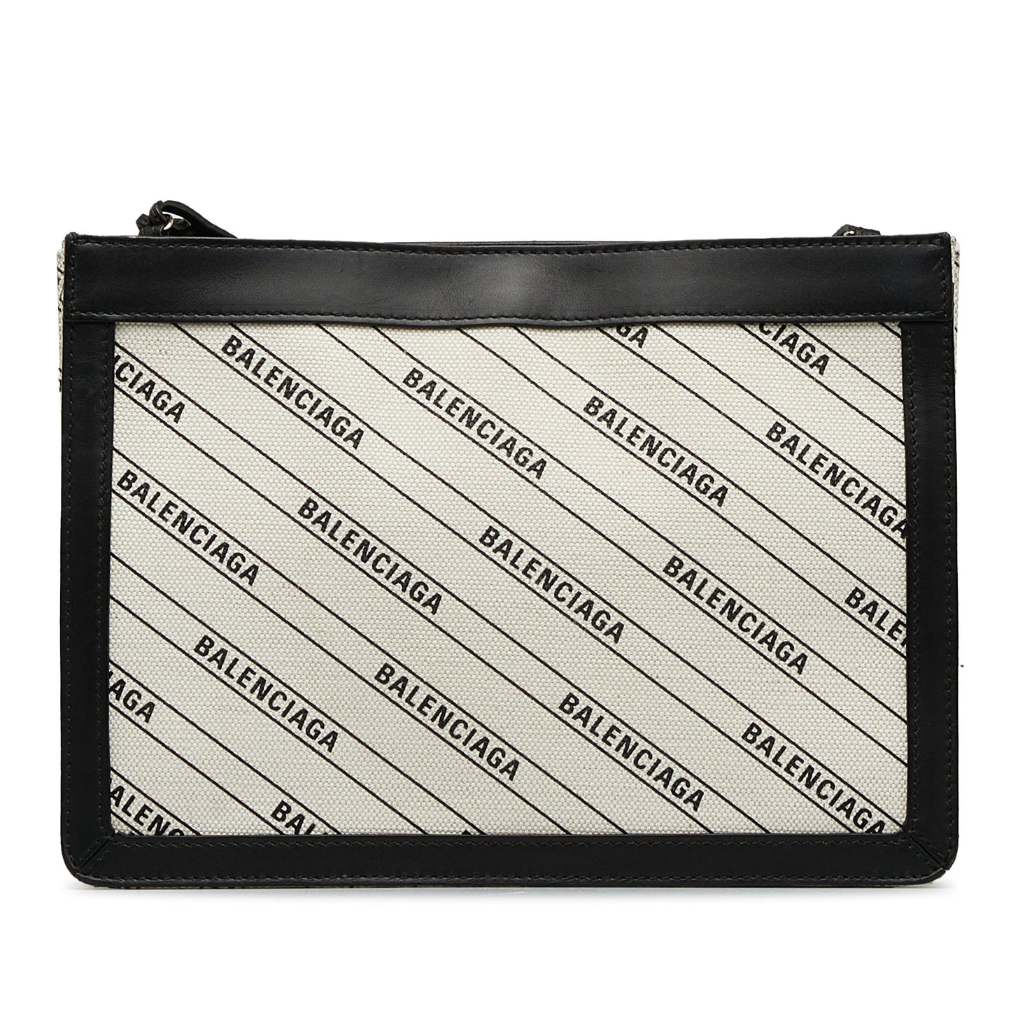 Balenciaga All Over Logo Navy Pochette S White