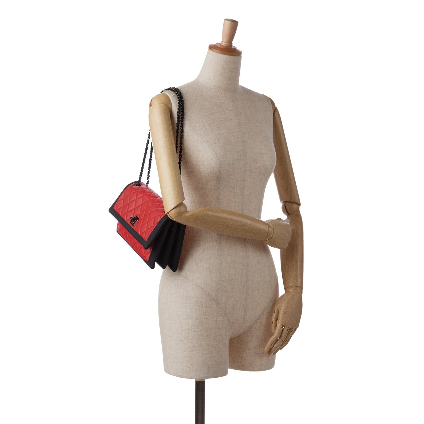 Chanel CC Grossgrain trim Lambskin Flap Shoulder Bag Red