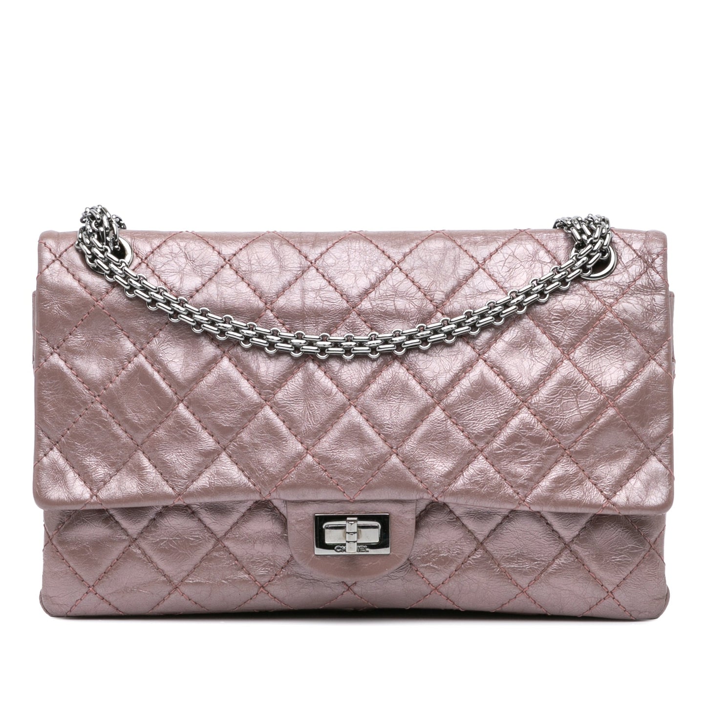 Chanel Reissue 2.55 Aged Metallic Calfskin Double Flap 226 Pink