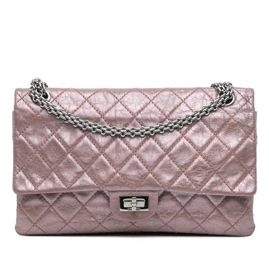 Chanel Reissue 2.55 Aged Metallic Calfskin Double Flap 226 Pink