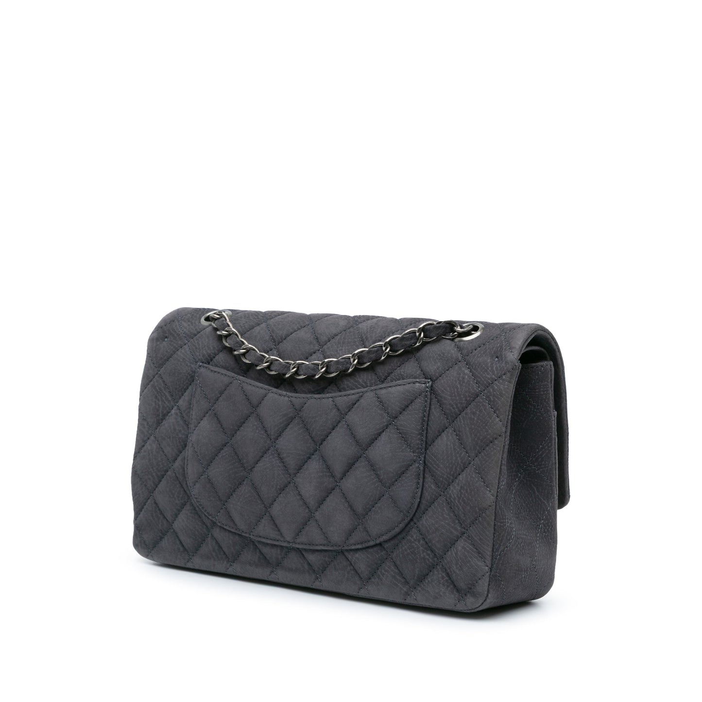 Chanel Medium Classic Nubuck Double Flap Gray