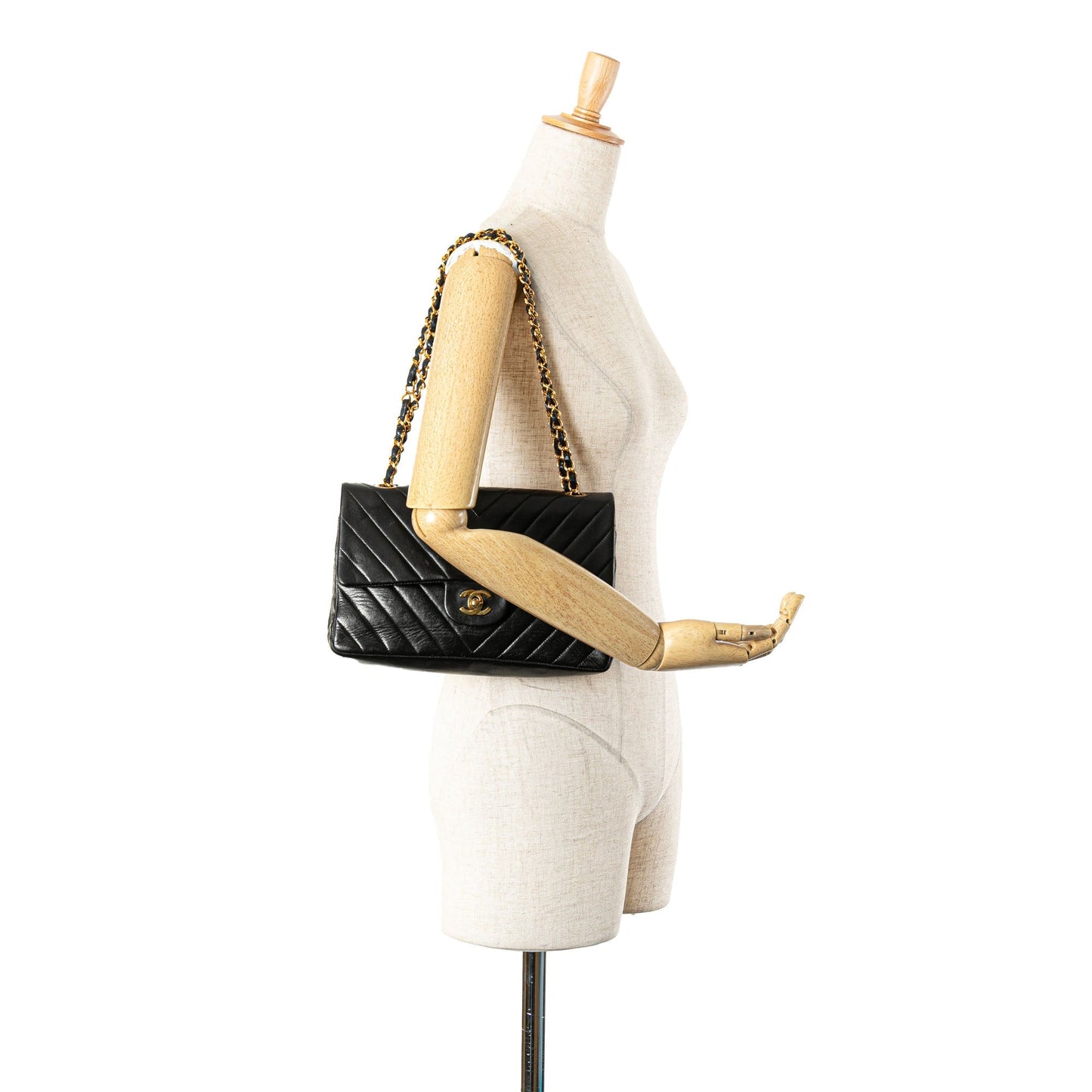 Chanel Medium Classic Chevron Lambskin Double Flap Black