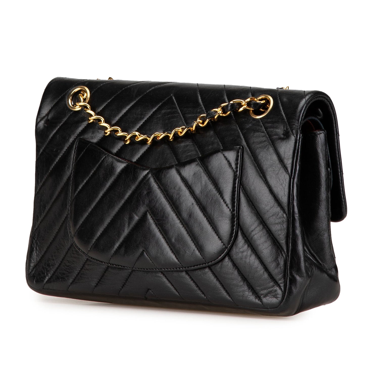 Chanel Medium Classic Chevron Lambskin Double Flap Black