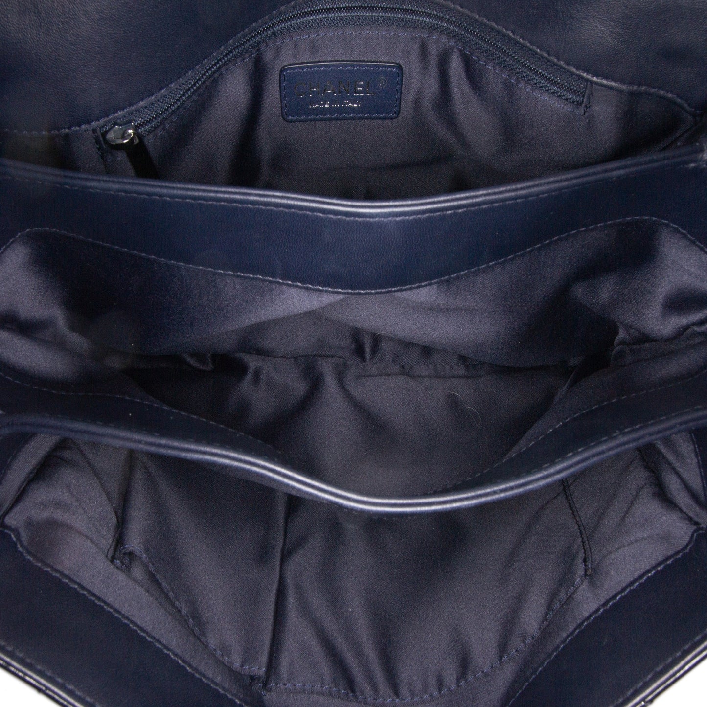 Chanel Jumbo Patent 3 Accordion Flap Blue