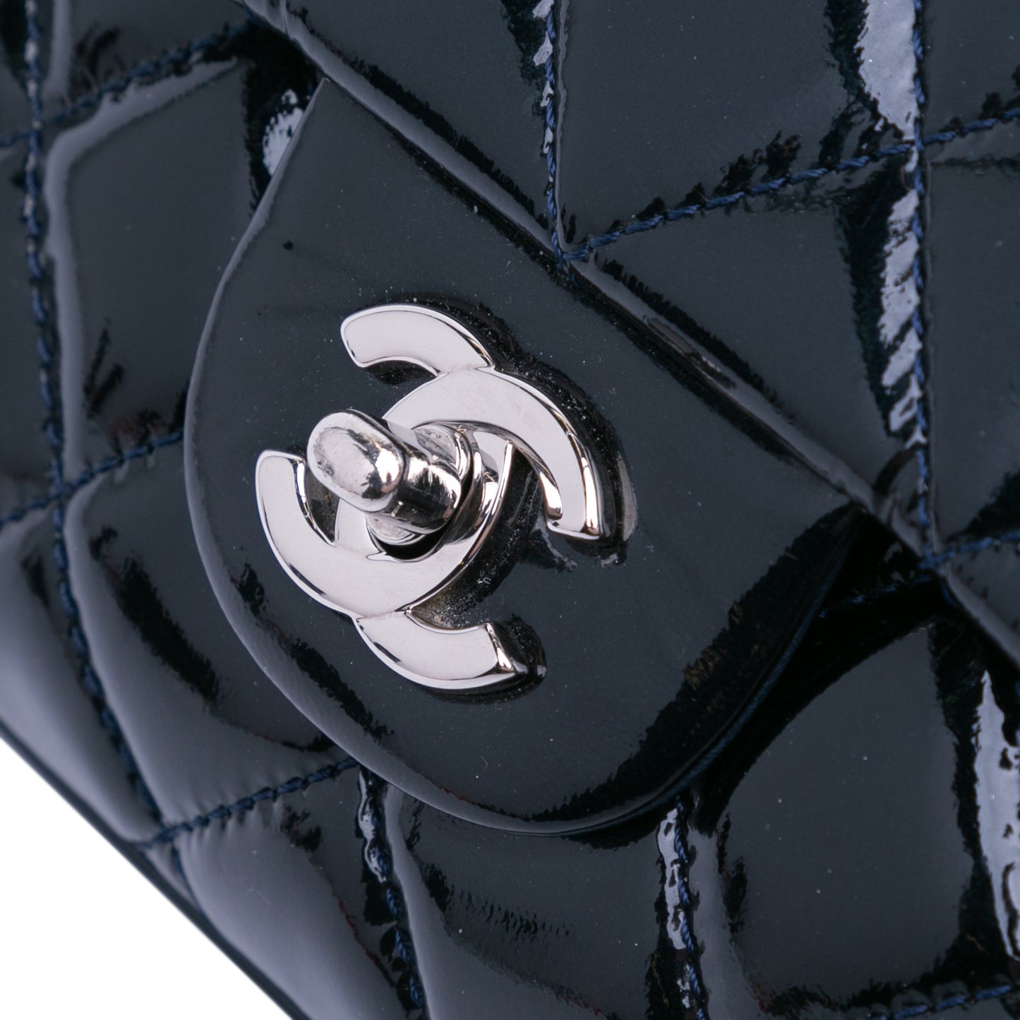 Chanel Jumbo Patent 3 Accordion Flap Blue