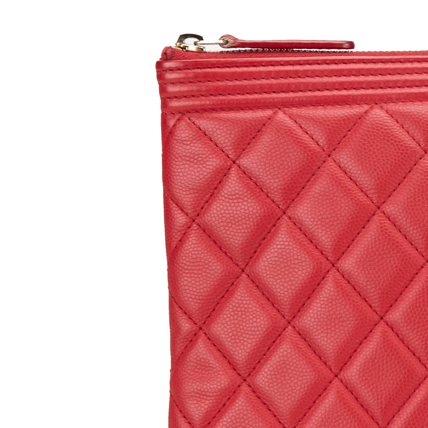 Chanel Medium Quilted Caviar Boy O Case Clutch Red