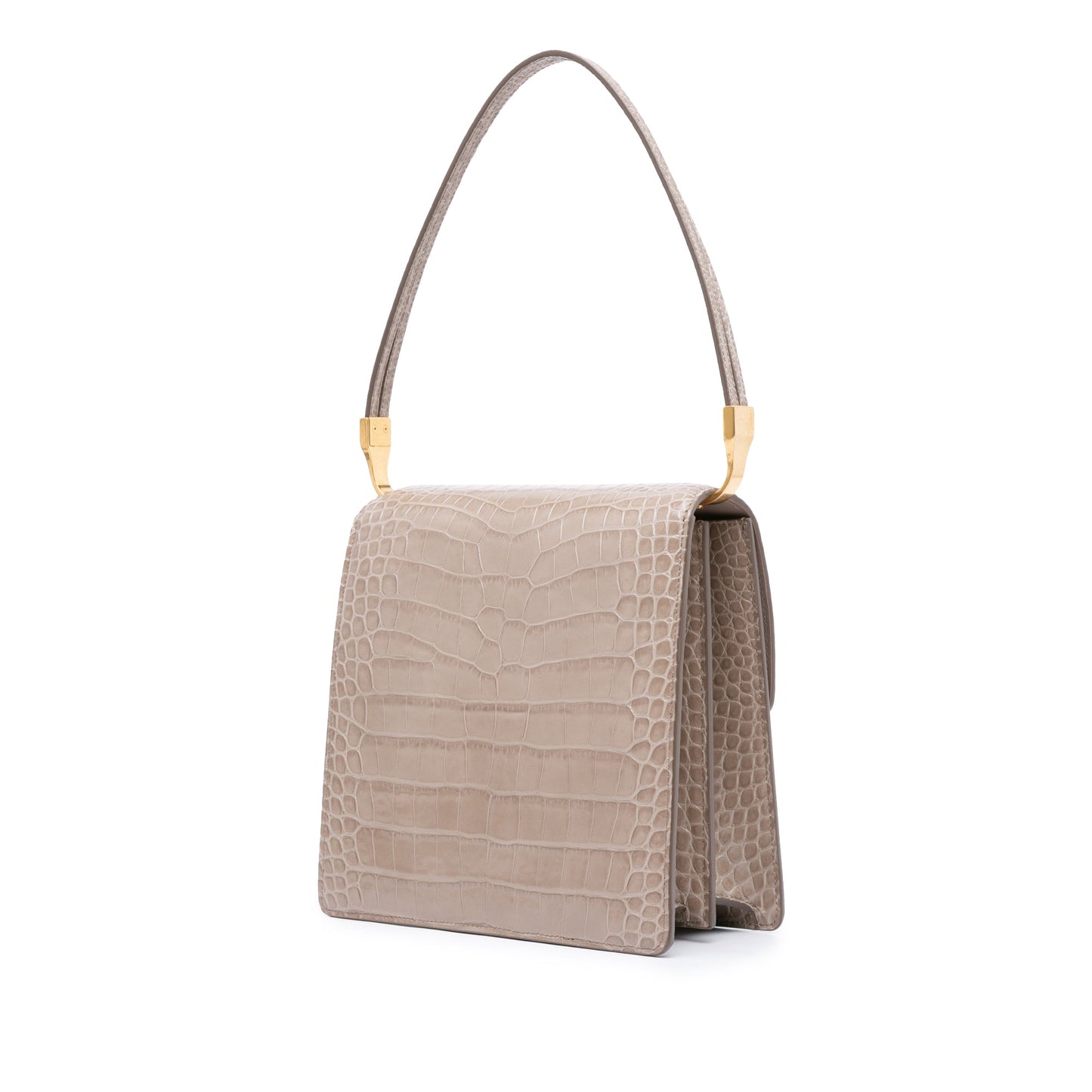 Balmain Embossed Leather Ely Shoulder Bag Brown