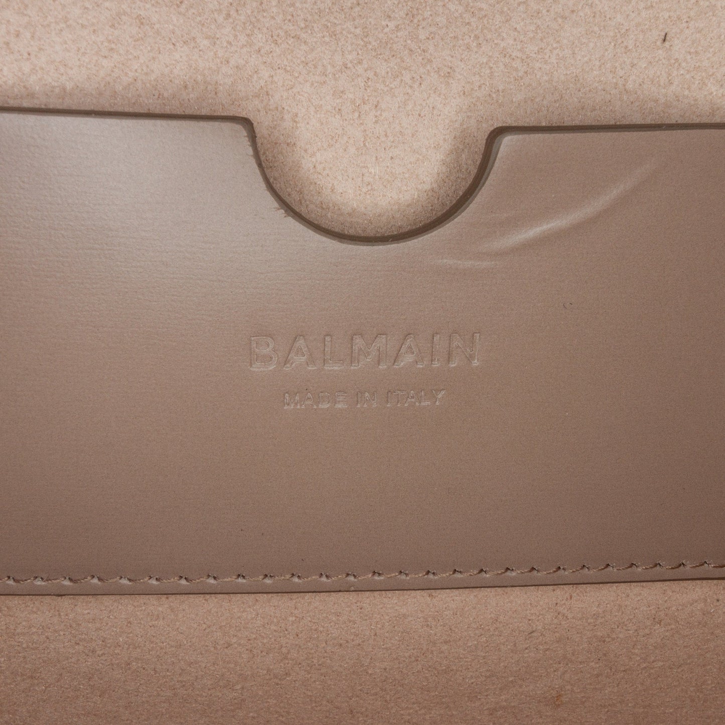 Balmain Embossed Leather Ely Shoulder Bag Brown