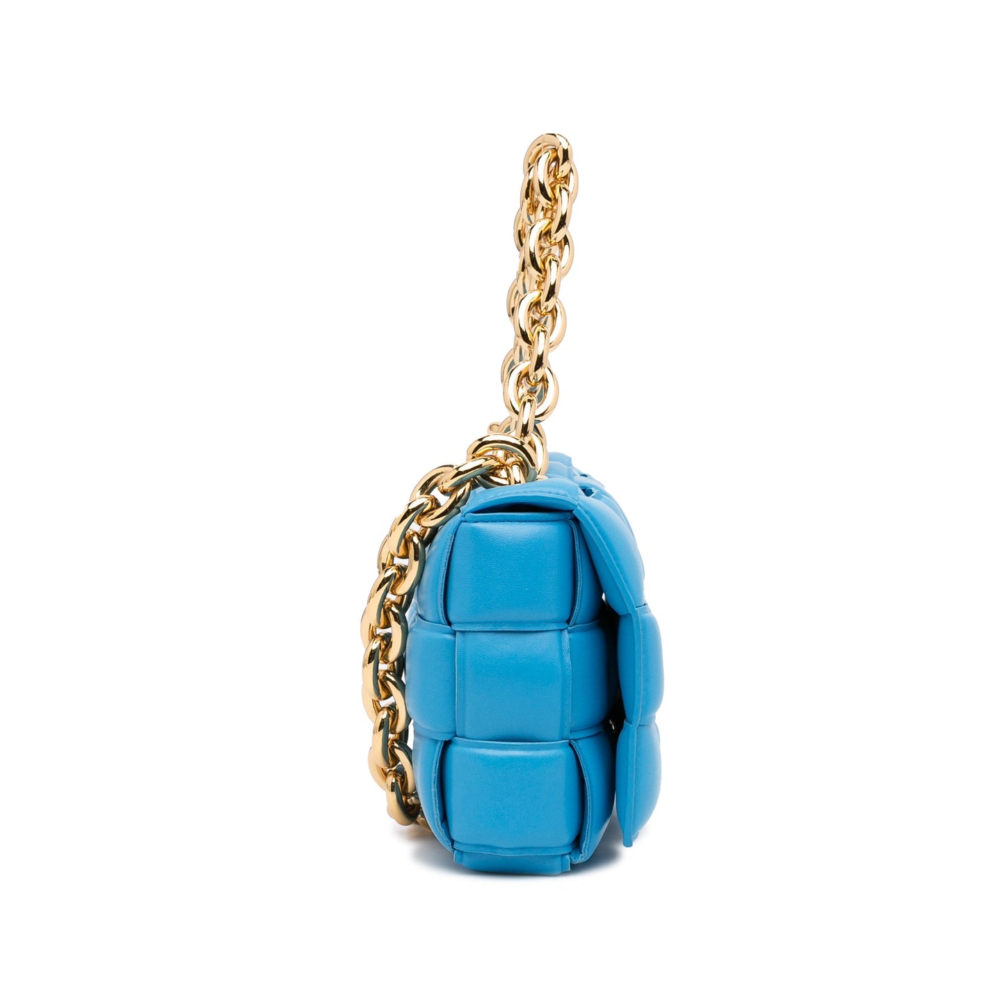 Bottega Veneta Nappa Intrecciato Padded Chain Cassette Satchel Blue