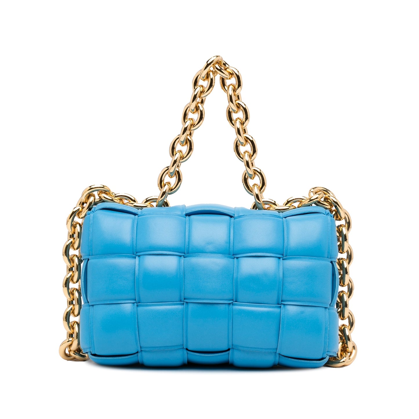 Bottega Veneta Nappa Intrecciato Padded Chain Cassette Satchel Blue