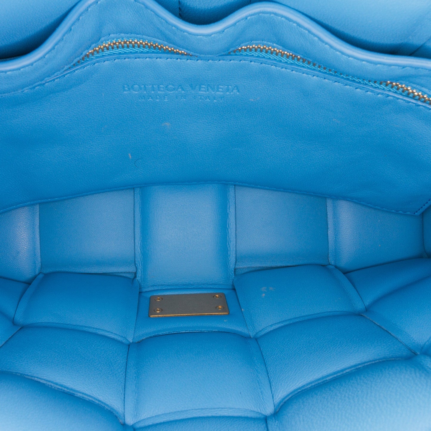 Bottega Veneta Nappa Intrecciato Padded Chain Cassette Satchel Blue