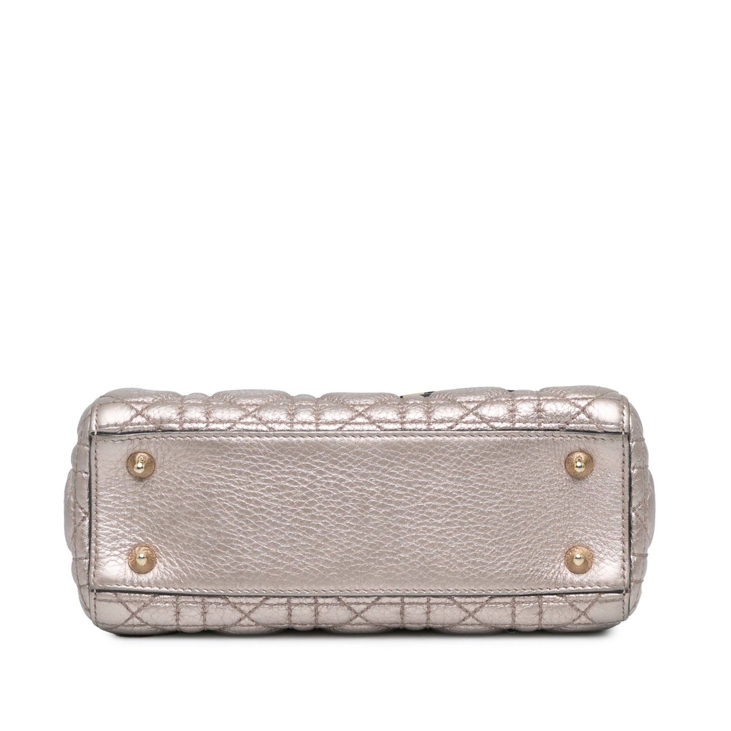 Dior Small Metallic Calfskin Cannage Supple Lady Dior Silver