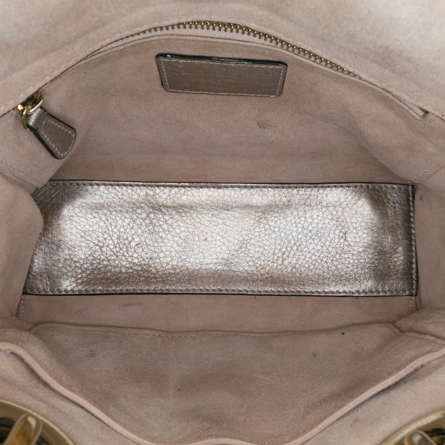 Dior Small Metallic Calfskin Cannage Supple Lady Dior Silver