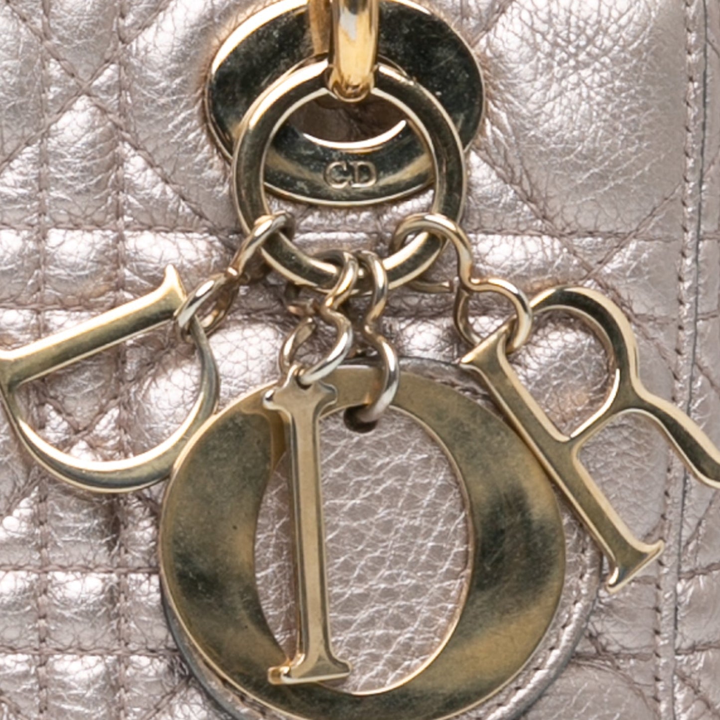 Dior Small Metallic Calfskin Cannage Supple Lady Dior Silver