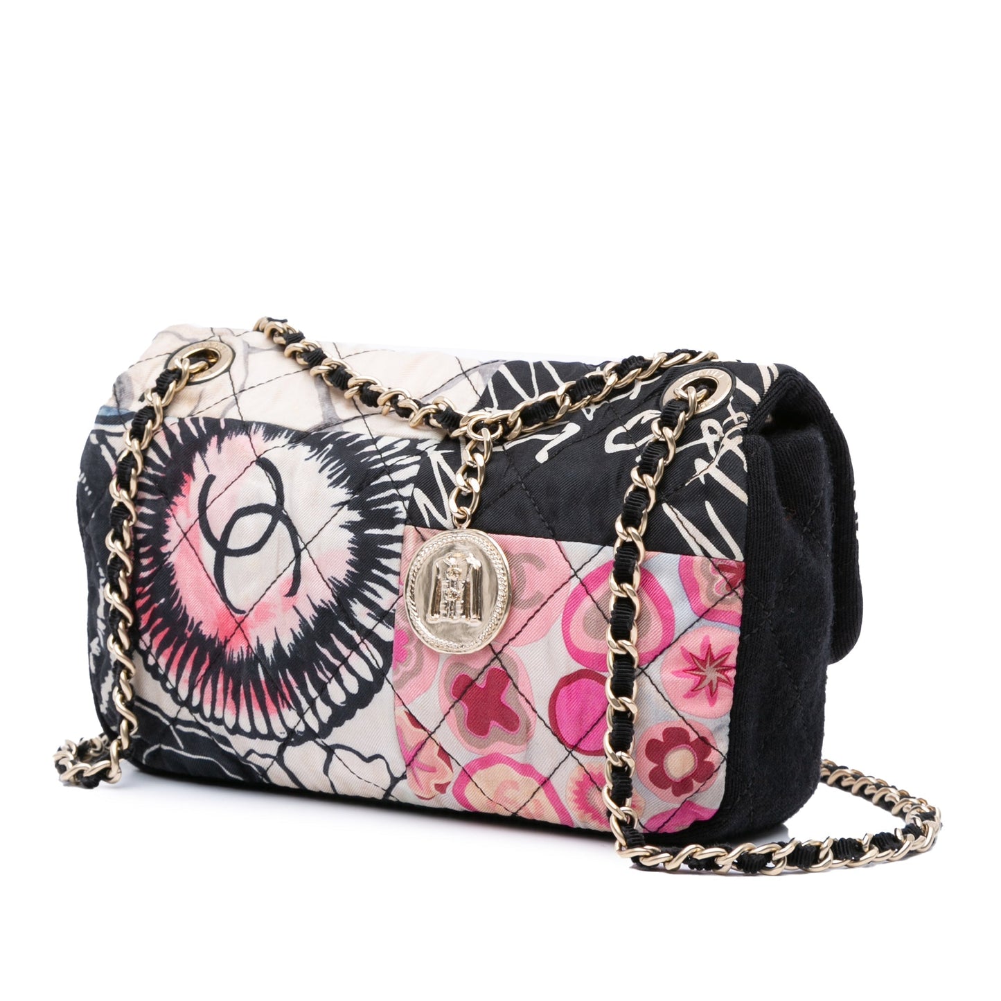 Chanel Mini Rectangular Printed Nylon and Jersey Patchwork Single Flap Multi