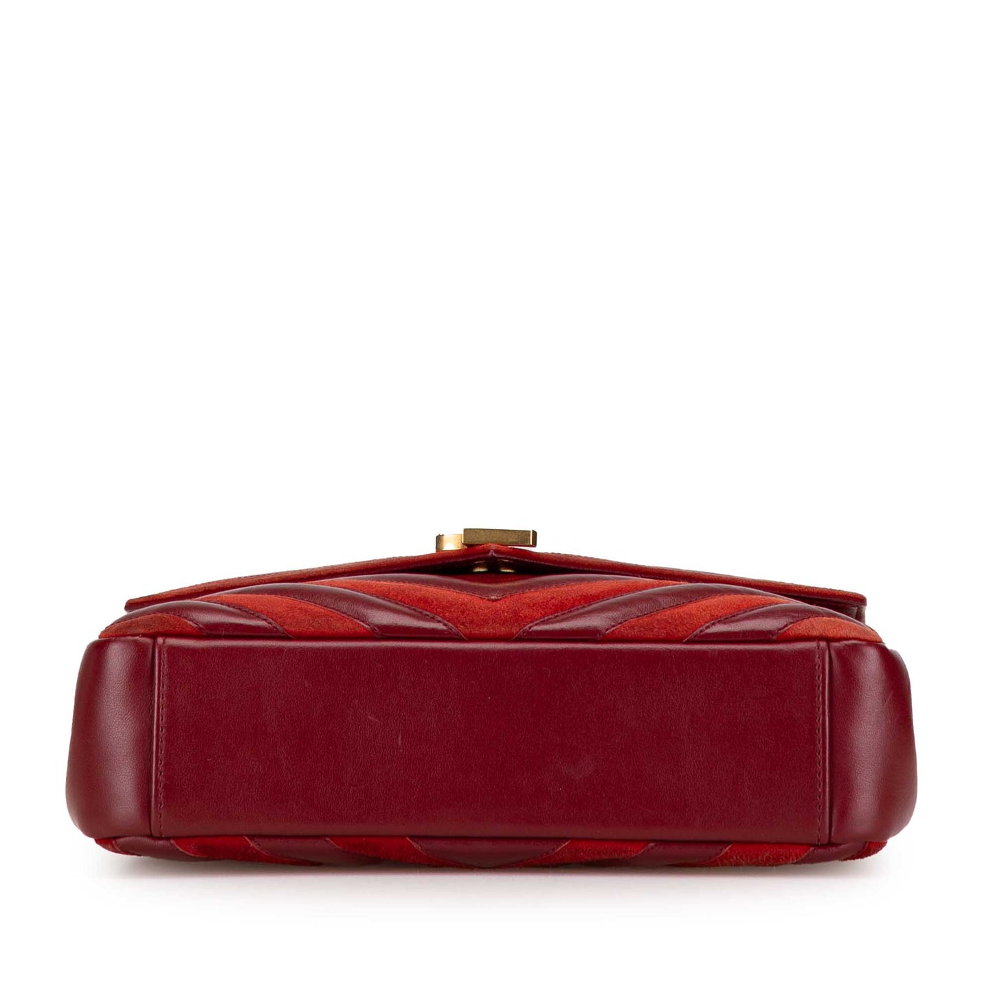 Saint Laurent Medium Calfskin and Suede Chevron Monogram College Satchel Red