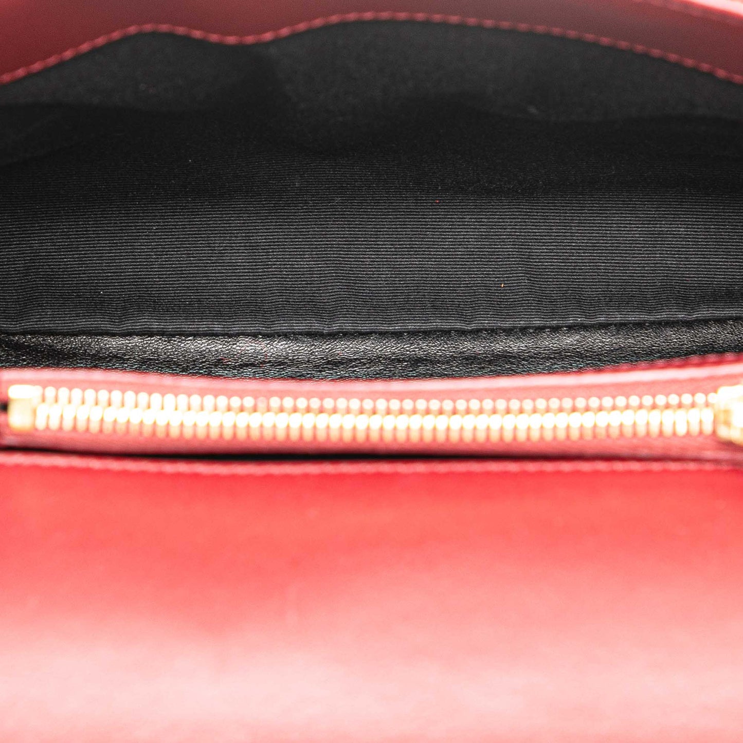Saint Laurent Medium Calfskin and Suede Chevron Monogram College Satchel Red