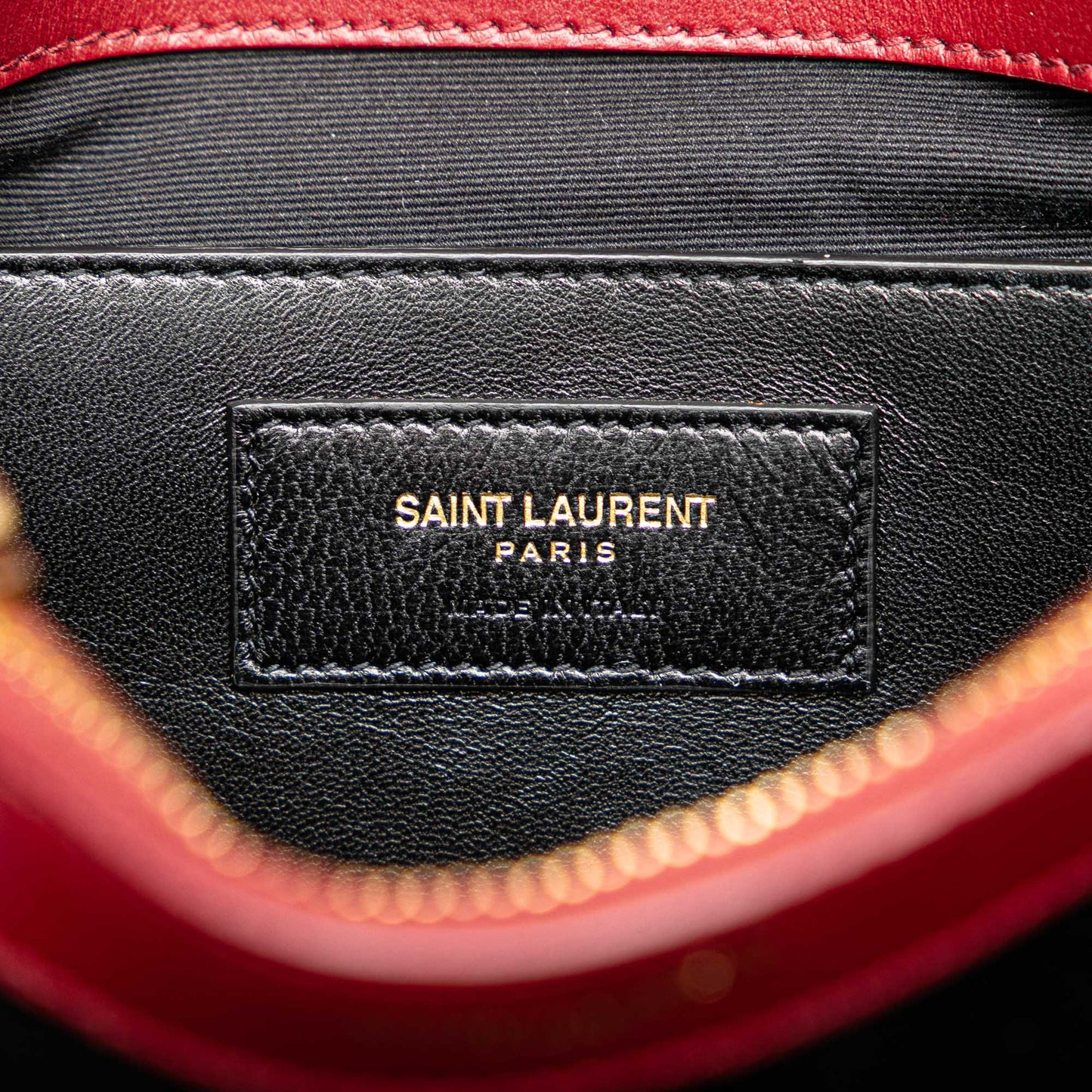 Saint Laurent Medium Calfskin and Suede Chevron Monogram College Satchel Red