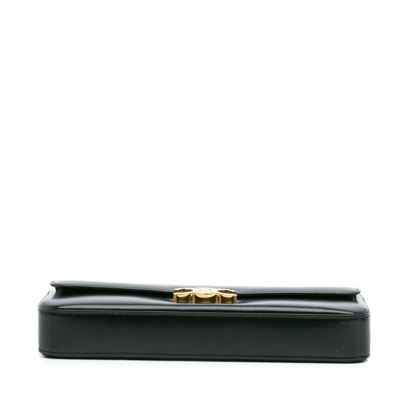 Celine Triomphe Calfskin Cuir Chain Shoulder Bag Black
