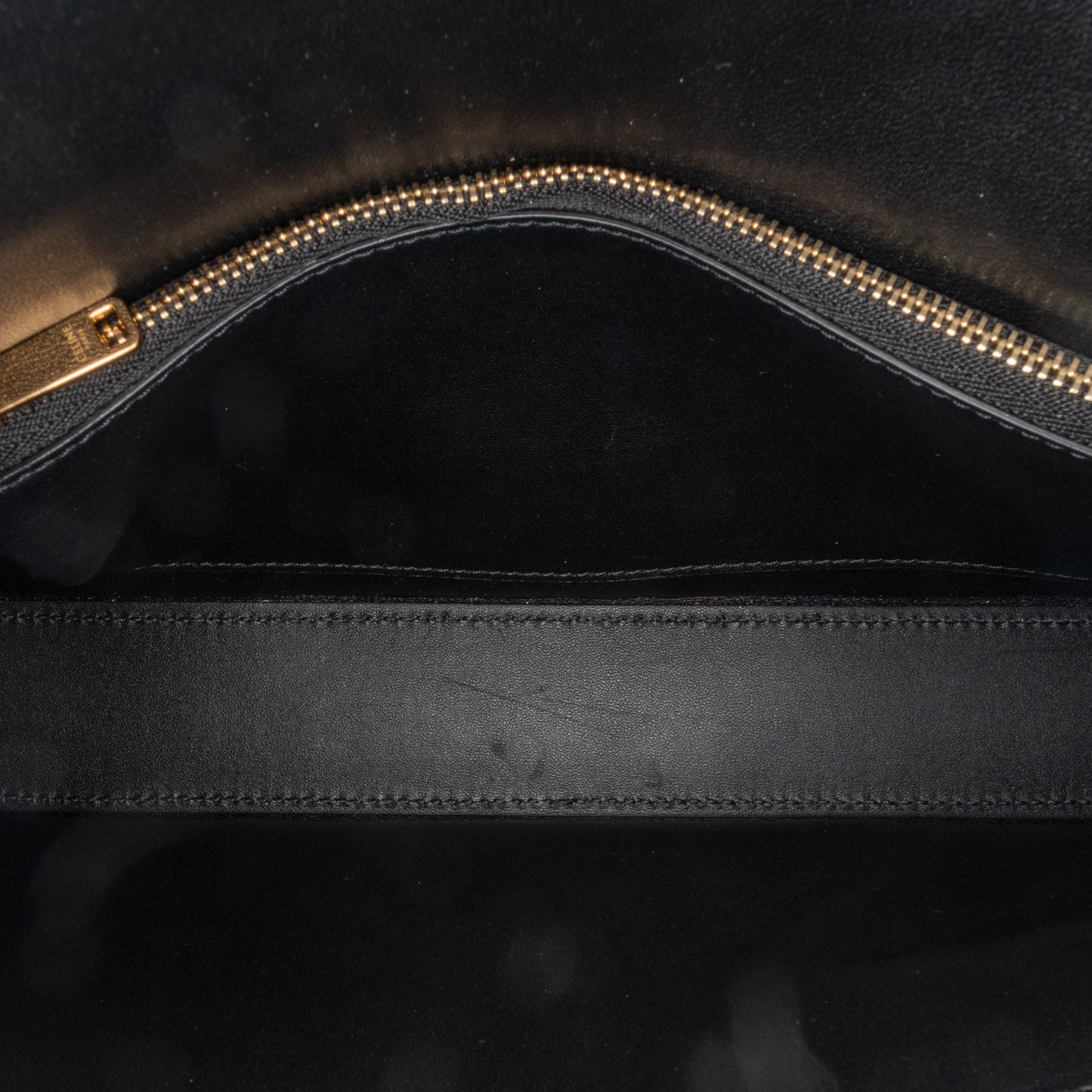 Celine Triomphe Calfskin Cuir Chain Shoulder Bag Black