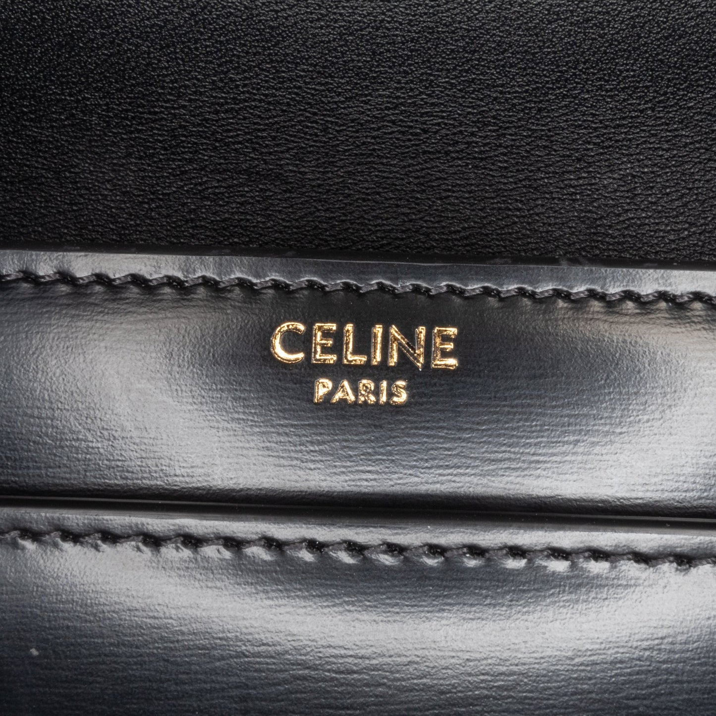 Celine Triomphe Calfskin Cuir Chain Shoulder Bag Black