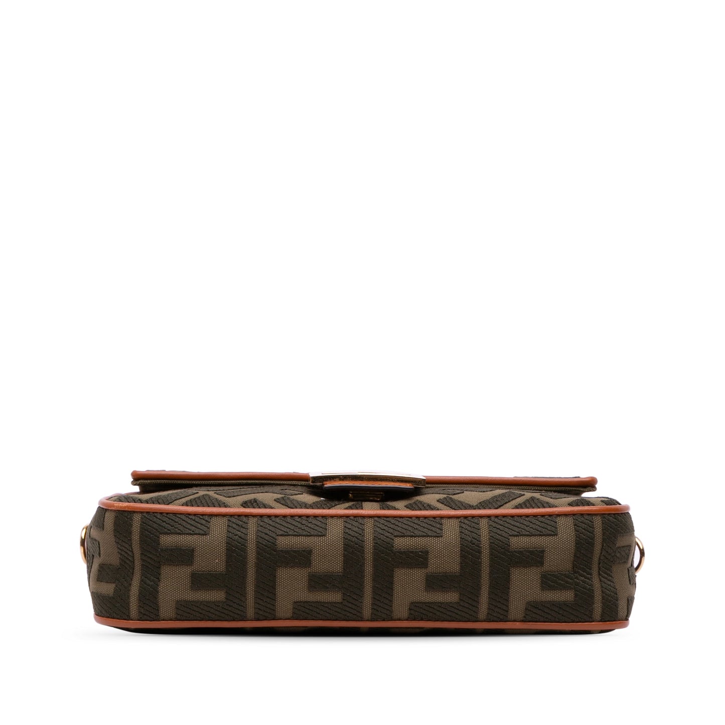 Fendi Zucca Embroidered Canvas Baguette Satchel Brown