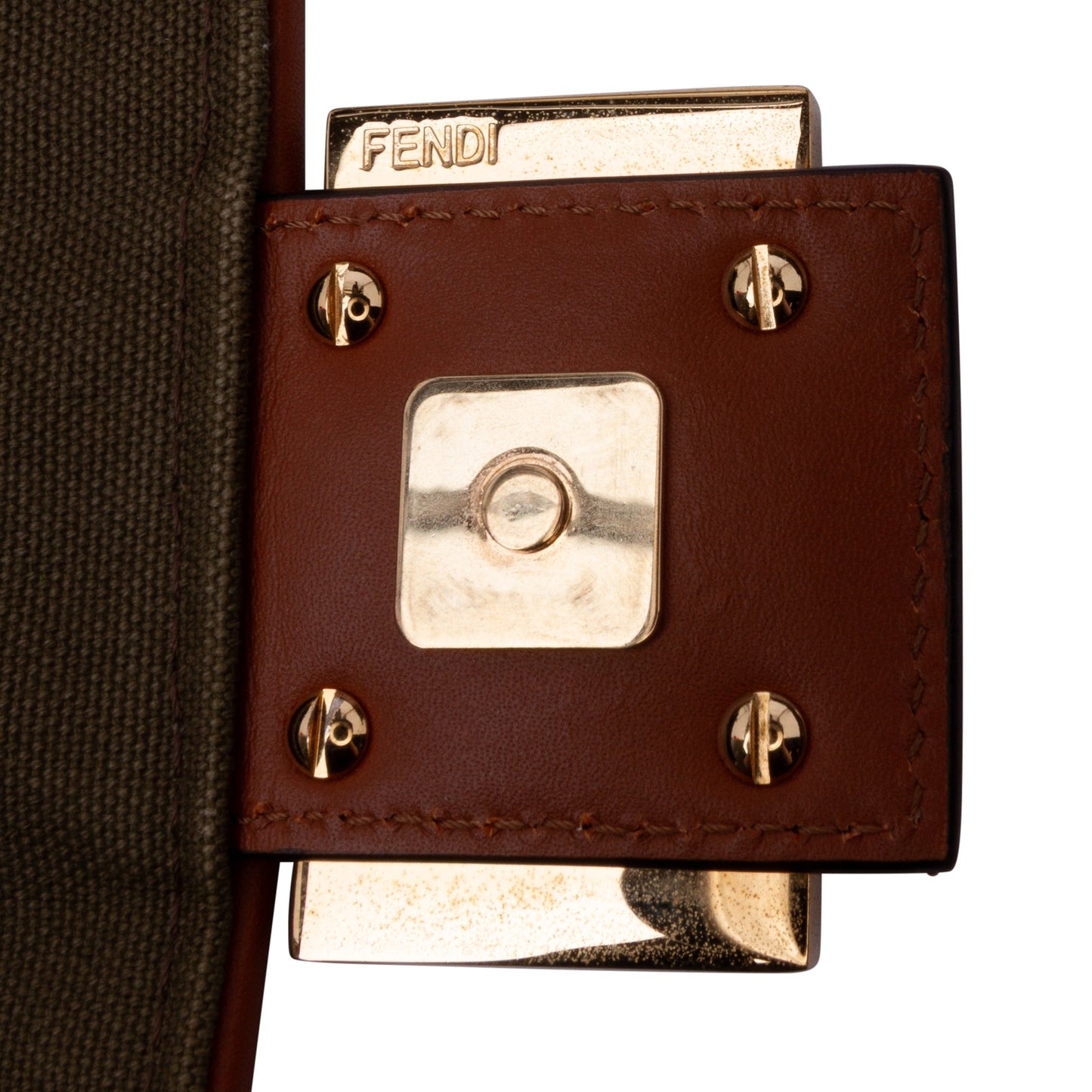 Fendi Zucca Embroidered Canvas Baguette Satchel Brown