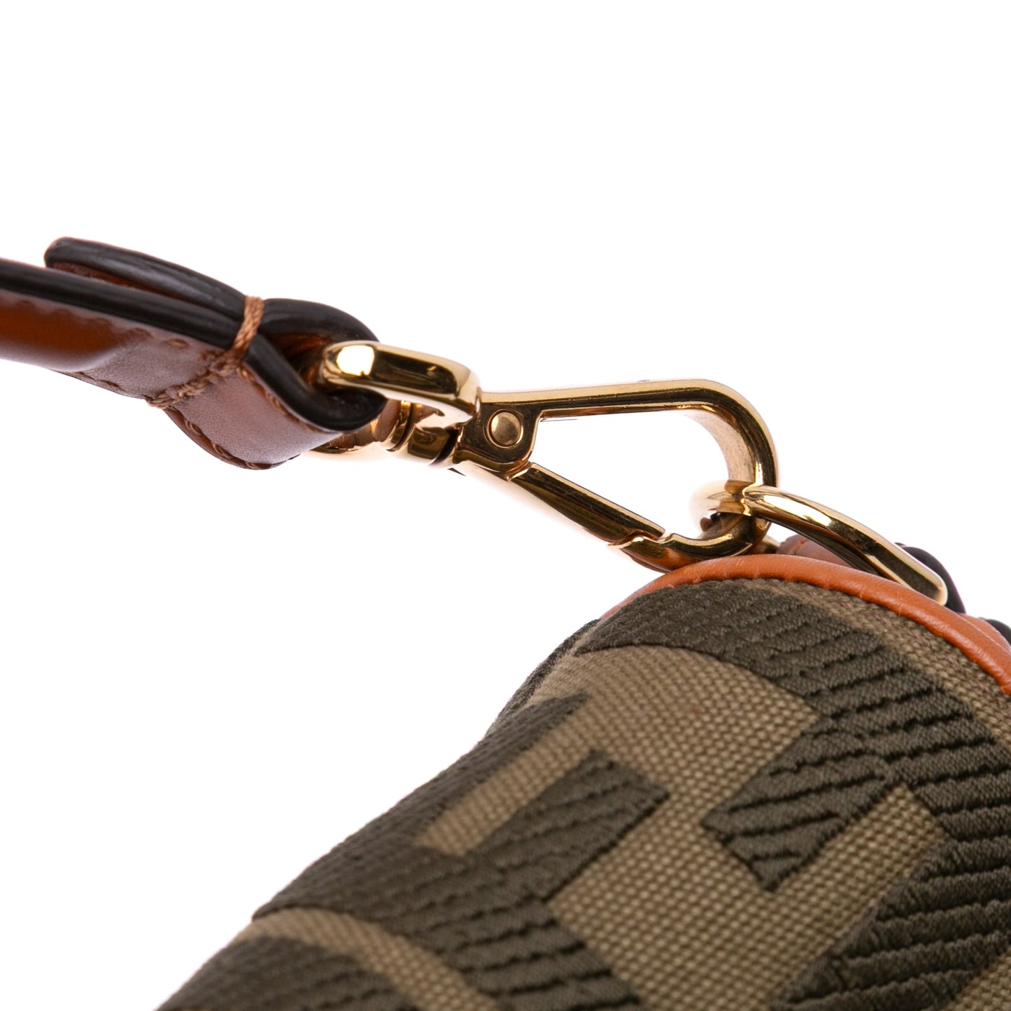 Fendi Zucca Embroidered Canvas Baguette Satchel Brown