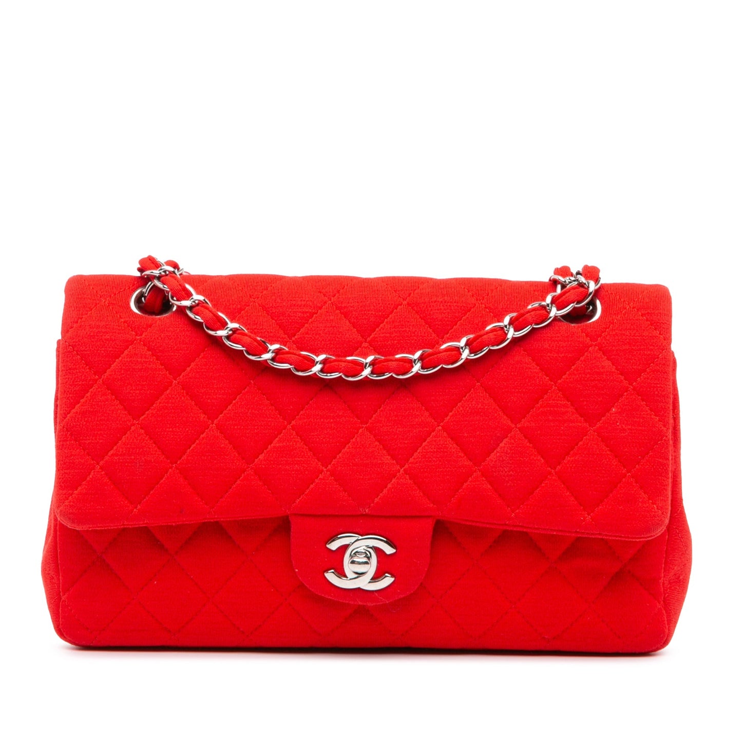 Chanel Medium Classic Jersey Double Flap Red