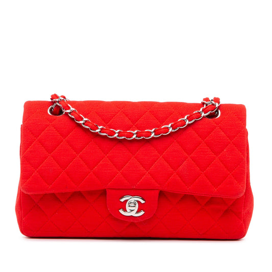 Chanel Medium Classic Jersey Double Flap Red