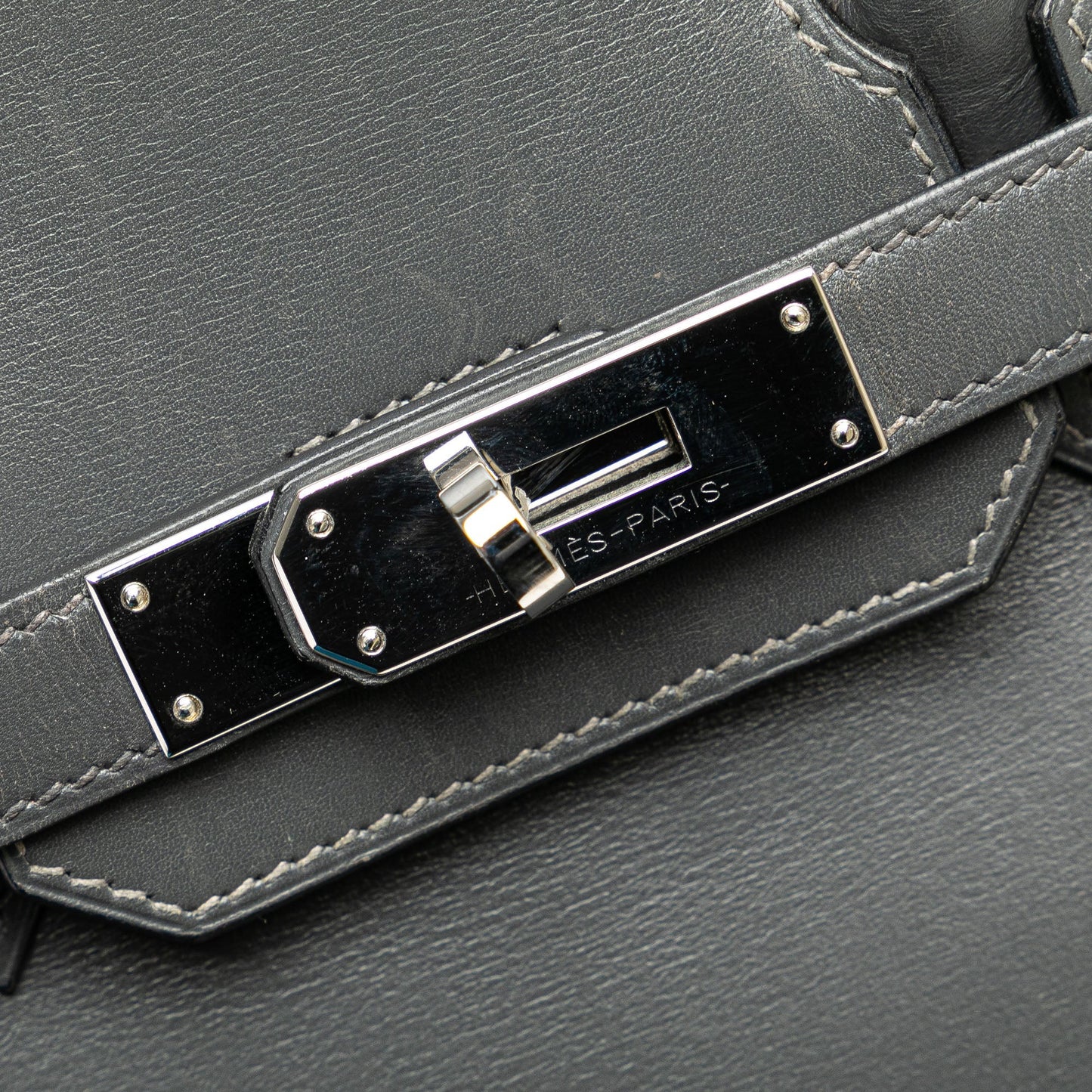 Hermès Box Calf Birkin Retourne 30 Gray