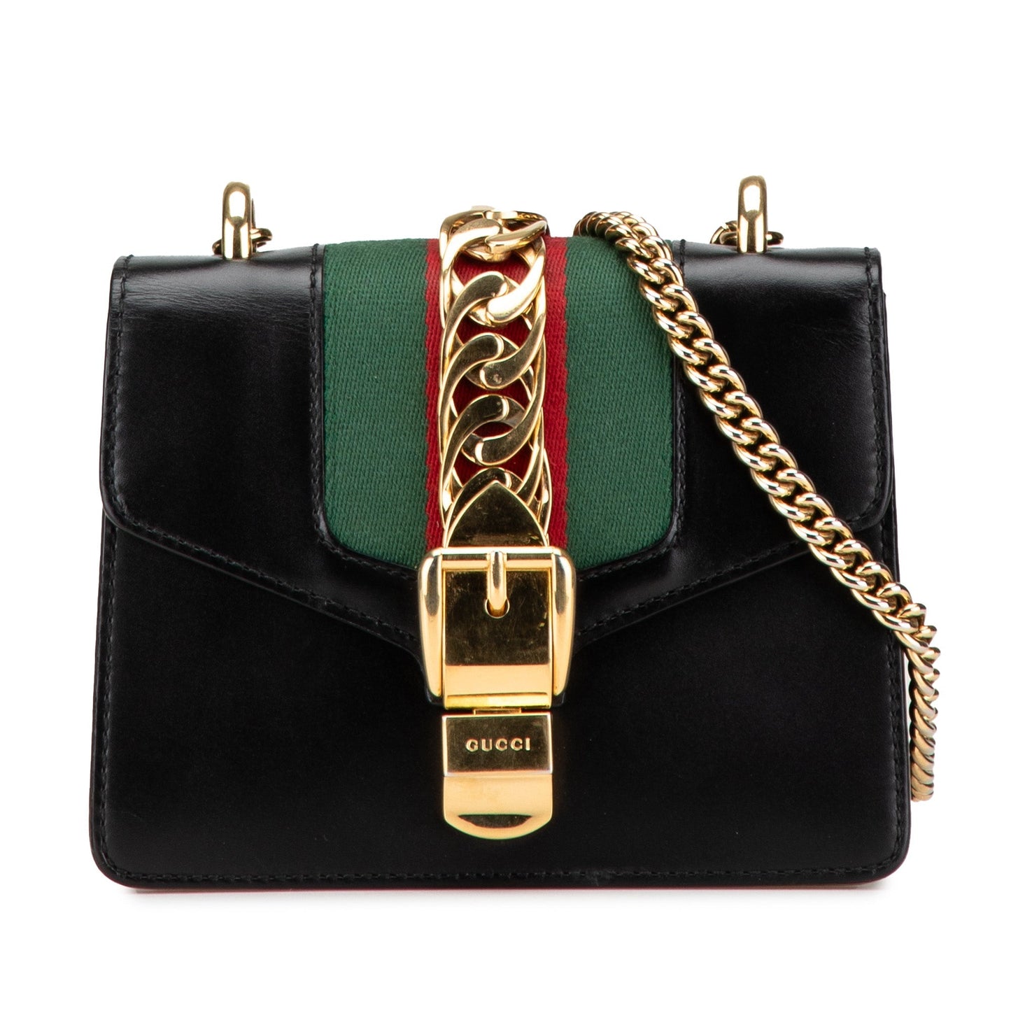 Gucci Mini Sylvie Leather Chain Crossbody Bag Black