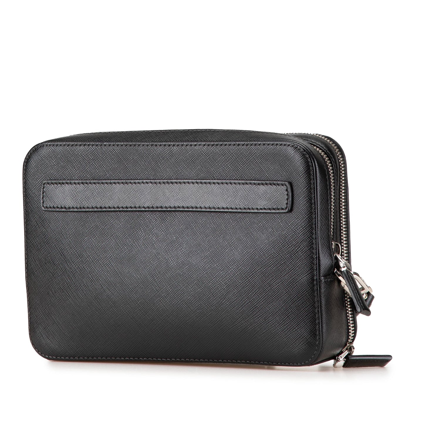 Prada Saffiano Double Zip Travel Pouch Black